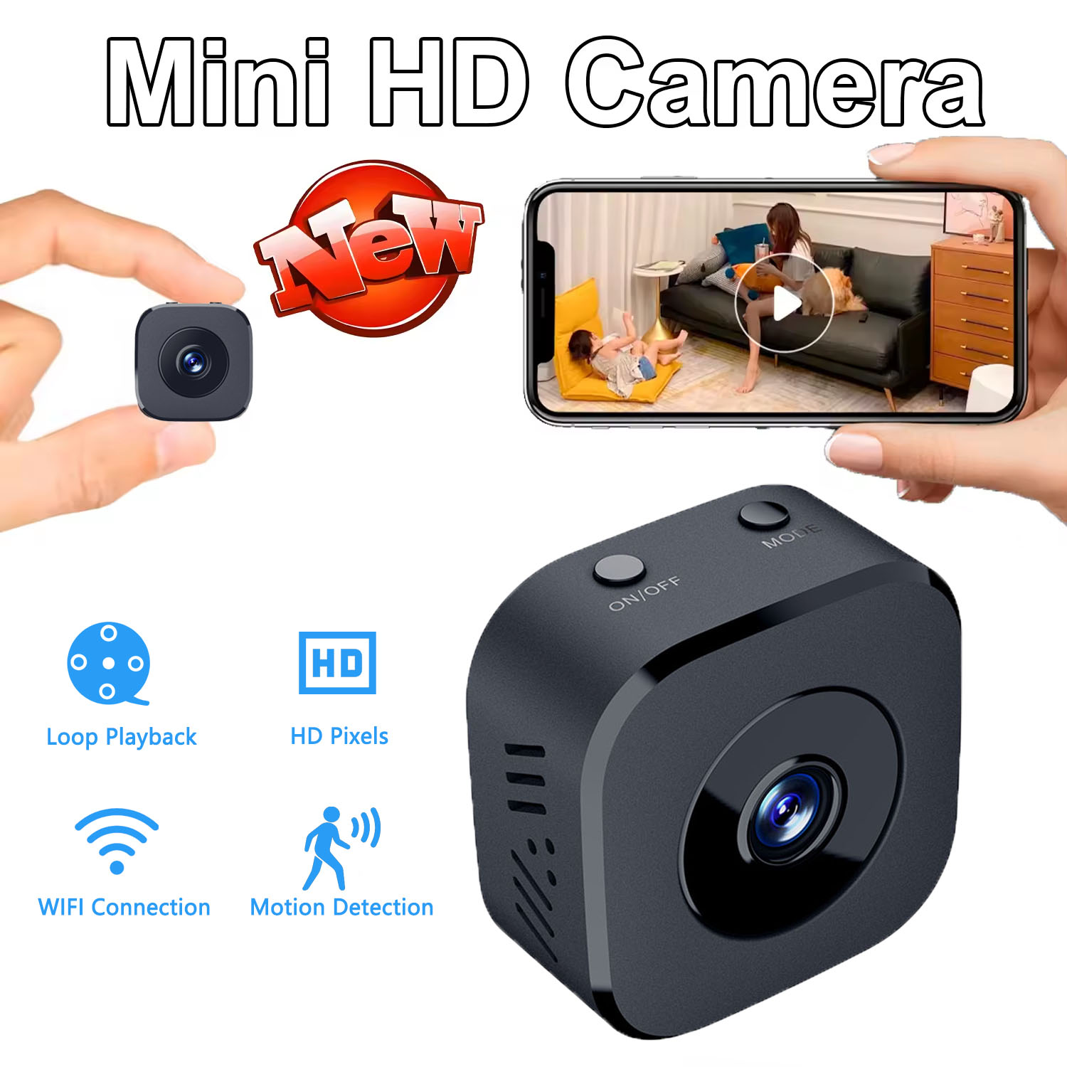 Smart Home Camera - كاميرا مراقبة 4K صغيرة كاملة الألوان