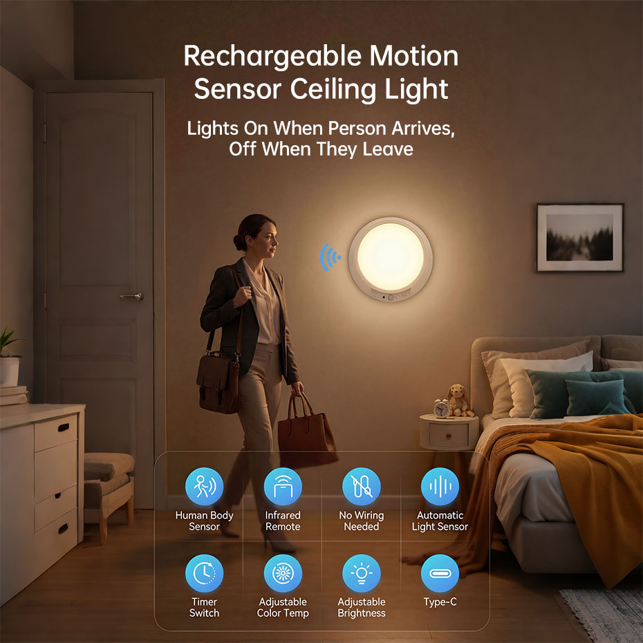 مصباح سقف LED مغناطيسي بحساس ح - مراجعة Voice Control Light Bulb وسعره