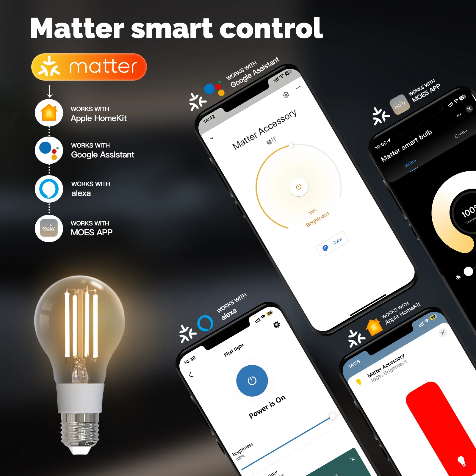 MOES TUYA Matter لمبة الشعيرة  - مراجعة Voice Control Light Bulb وسعره