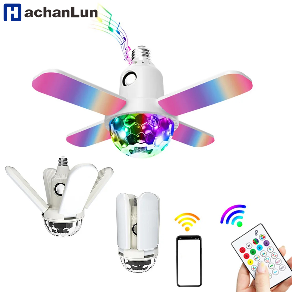 E27 LED لمبة مروحة أربع أوراق  - مراجعة Voice Control Light Bulb وسعره