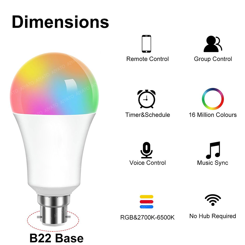 مصباح ذكي B22 Base UK TUYA Wif - مراجعة Alexa Compatible Bulb وسعره